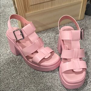 Trendy Pink Platform Sandals
